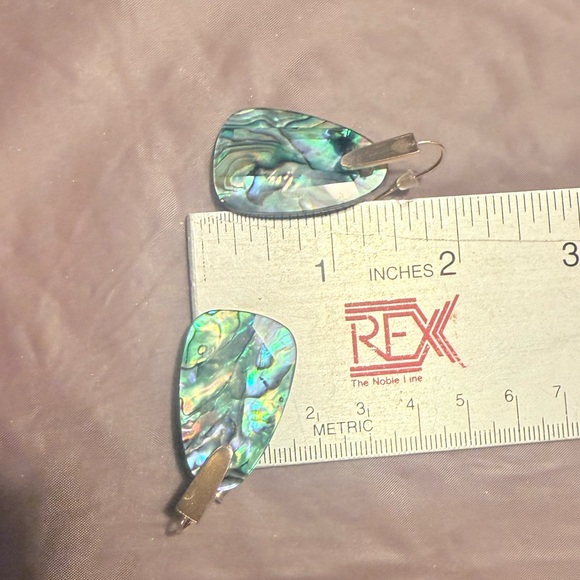 Kendra Scott Marty Iridescent Abalone Teal 14K Gold Plated Drop Earrings - Picture 2 of 9
